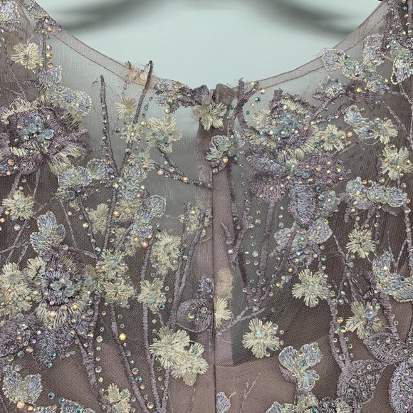 Mac Duggal Dress 20402 Floral Embroidered Long Sleeve Mesh Gown - Picture 12 of 16